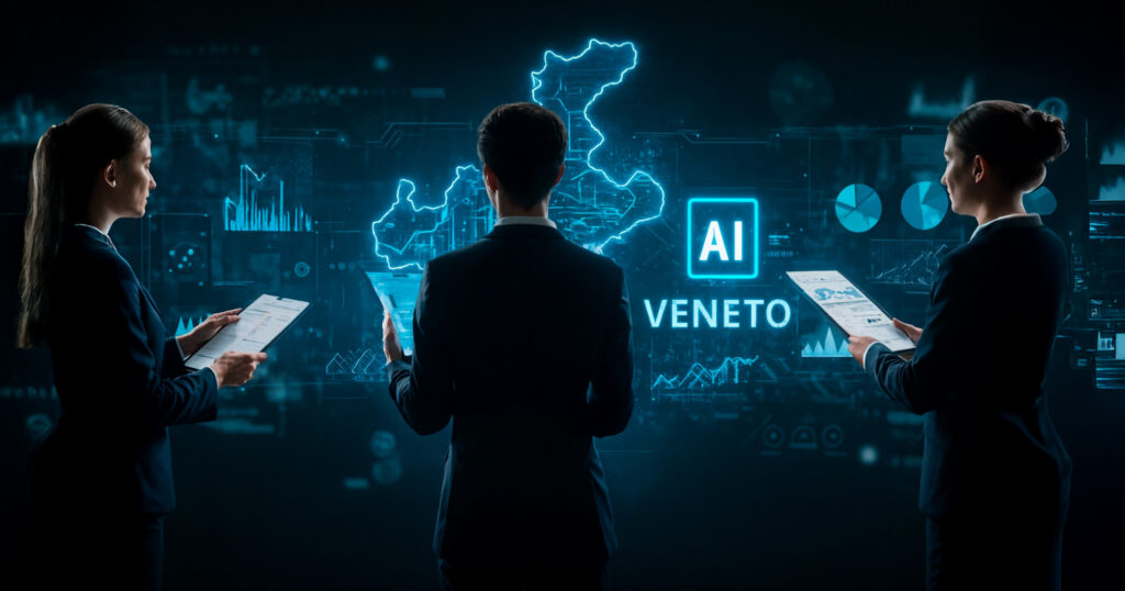 marketing B2B veneto AI con professionisti lavagna tecnologica